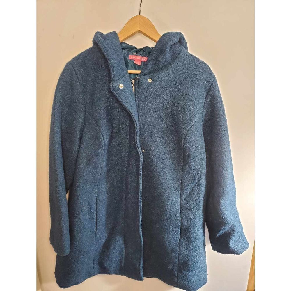 ‎Woman Within Blue Green Wool Blend Hooded Coat Size 14W